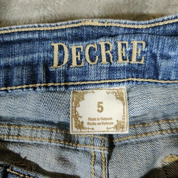 Decree Jeans Womens 5 Blue Super Skinny Distressed Stretch - Picture 2 of 10